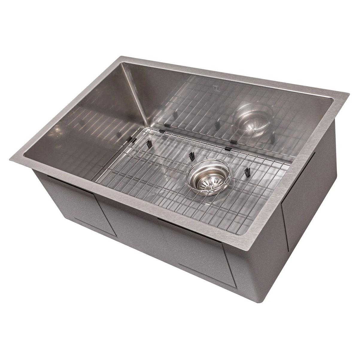 27 in. Undermount Single Bowl Stainless Steel Kitchen Sink with Bottom Grid Q236664