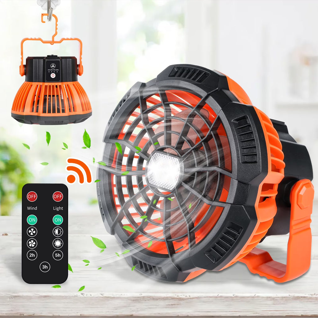 Rechargeable Camping Fan and LED Lantern with 270° Rotation and Built-In Hook P63136