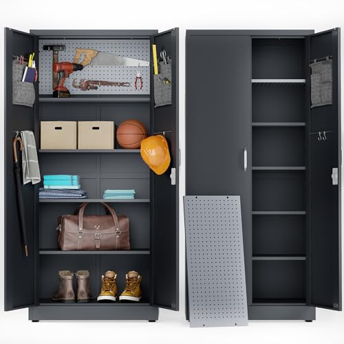 Black Metal Storage Cabinet with Wheels V362924