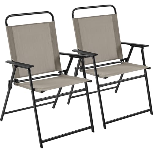 Black Set of 4 Folding Outdoor Chairs with Metal Frame and Armrests A942