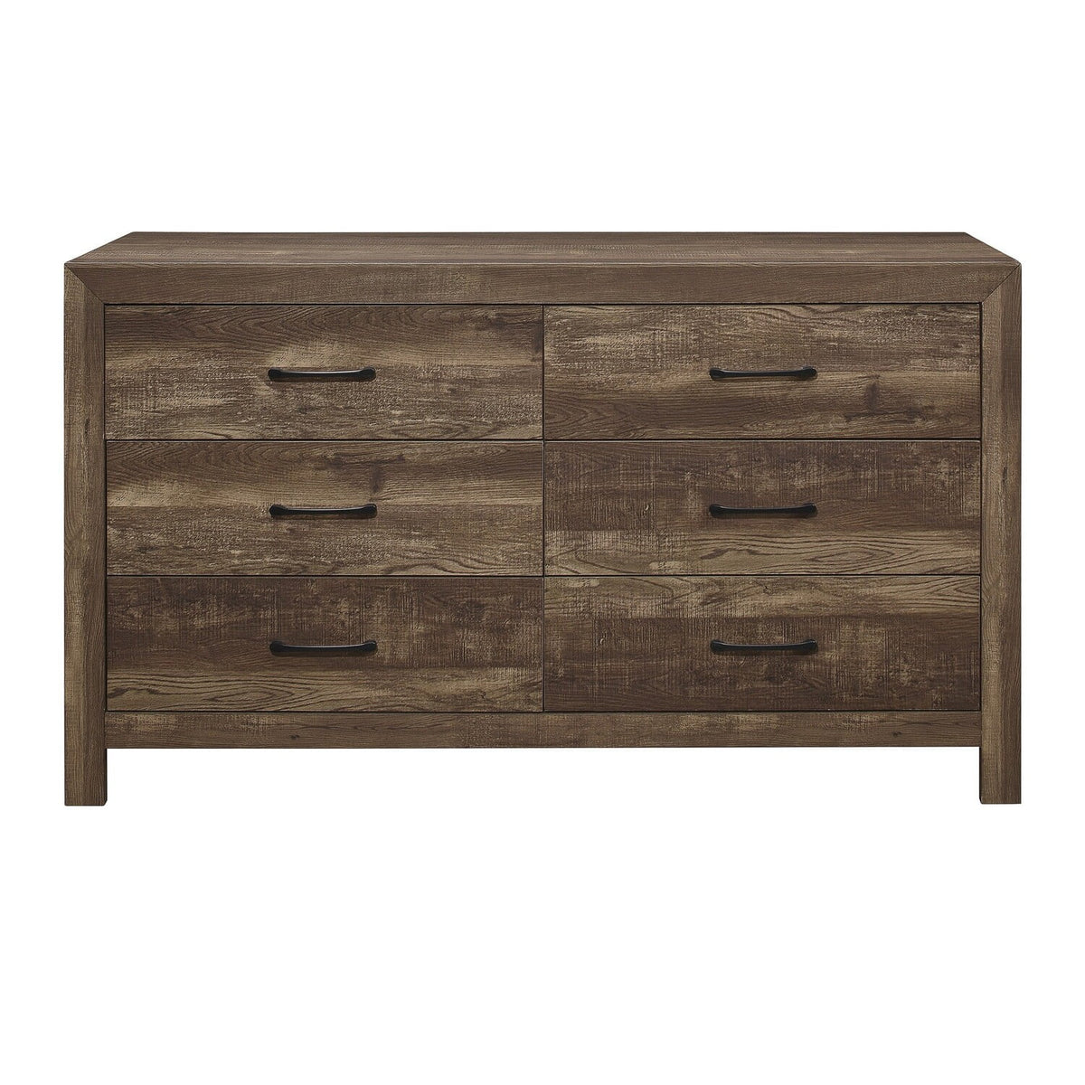 6 Drawer Rustic Wooden Double Dresser with Block Legs L80406