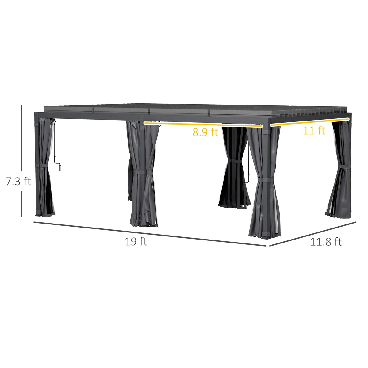 12'x19' Aluminum Pergola with Adjustable Louvered Roof F49117