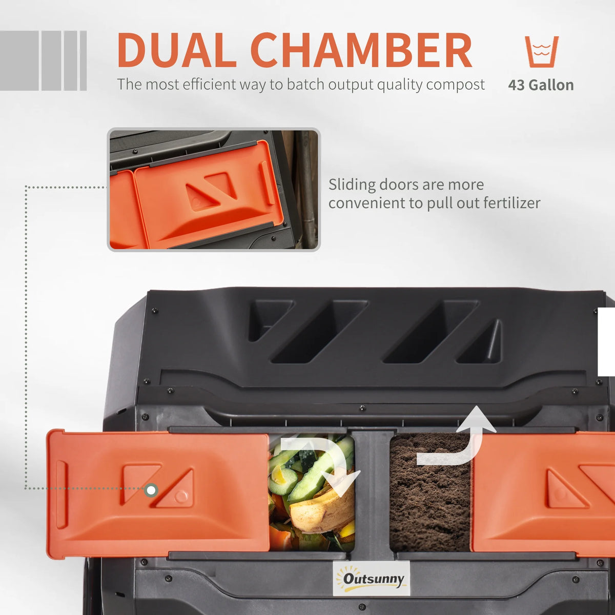 Outdoor Tumbling Compost Bin with Dual Chamber W618