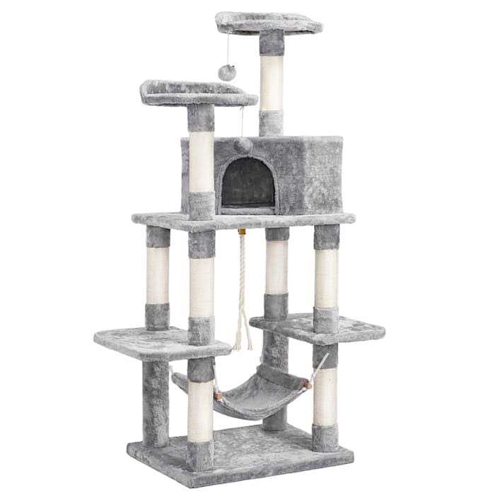 Light Gray Large Cat Tree with Plush Perch T99834