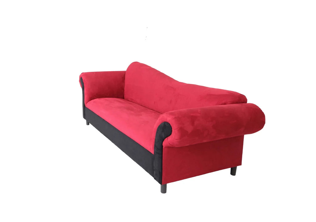 Red and Black Velvet Sofa with Solid Wood Frame R9111