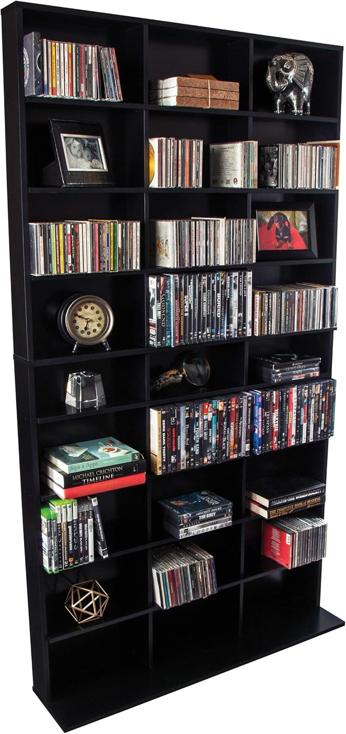 Black Media Storage Tower Cabinet K54130