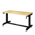 Black Adjustable Height Solid Wood Top Workbench Table Q30523