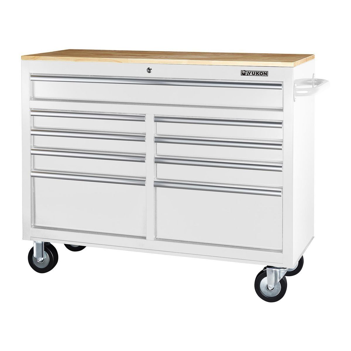 Black 9-Drawer Mobile Storage Cabinet with Solid Wood Top H675