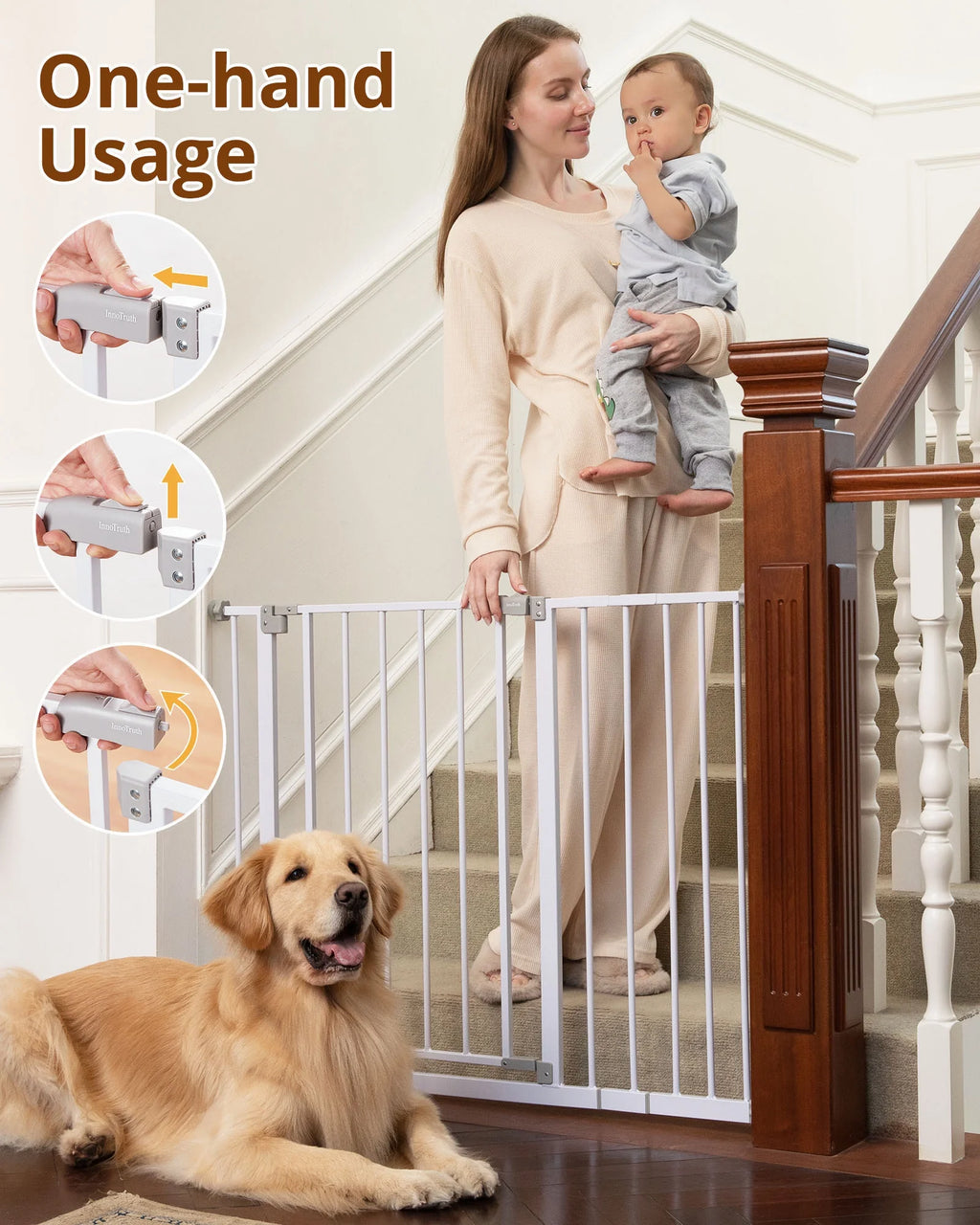 White 30" Tall Pressure Mounted Baby Safety Gate I82463