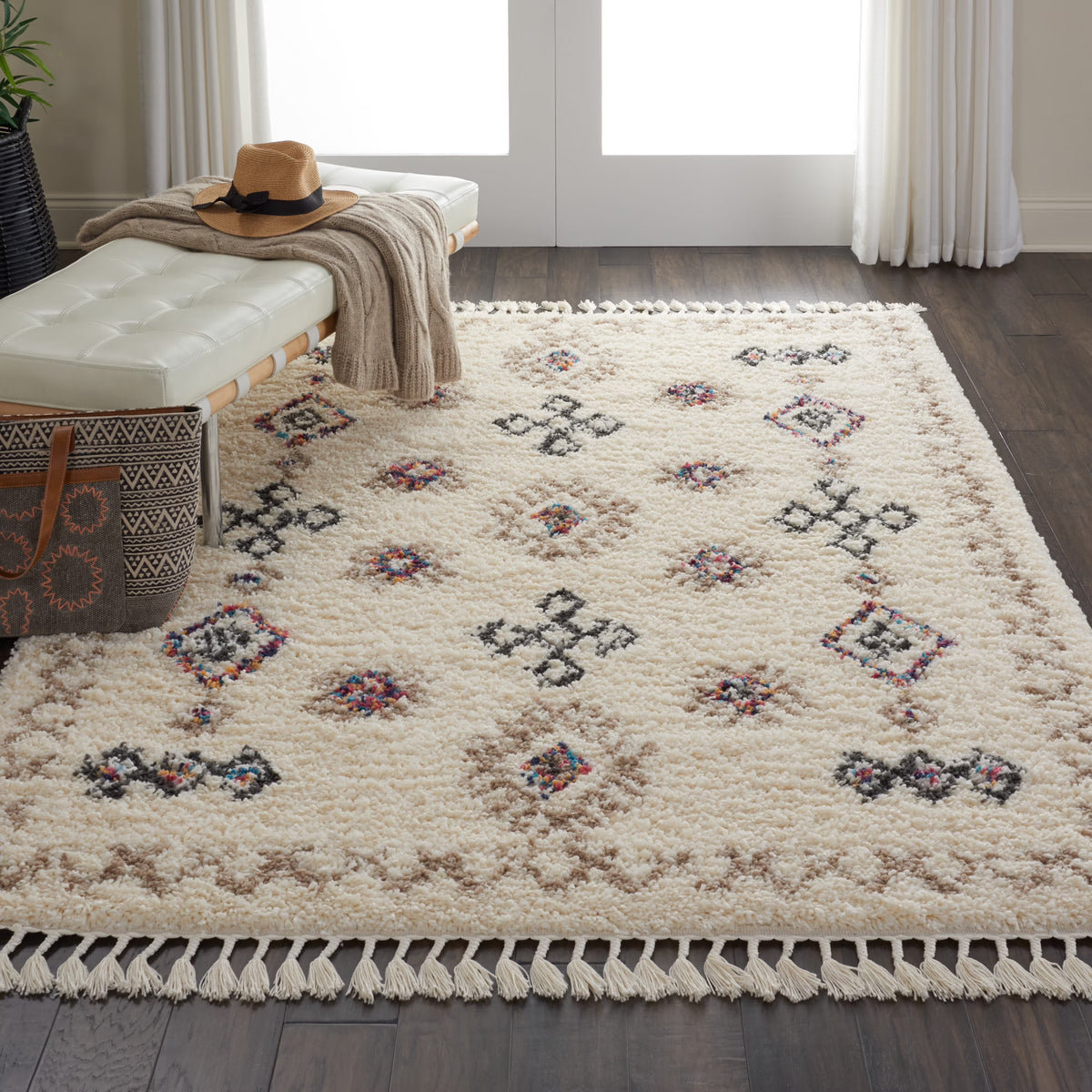 Ivory Shag Area Rug H7004