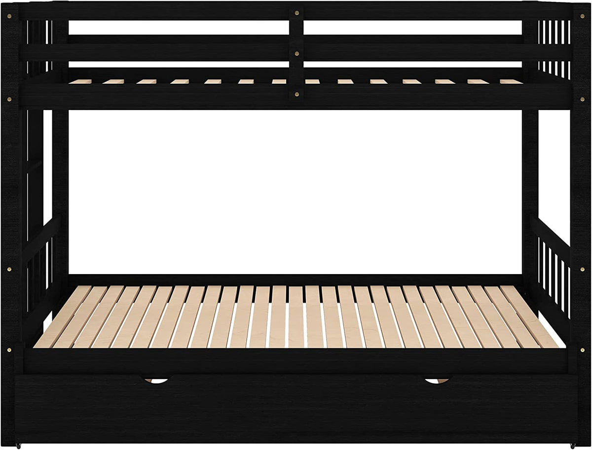 Twin Over Twin/King Wooden Bunk Beds with Trundle and Ladder B53090