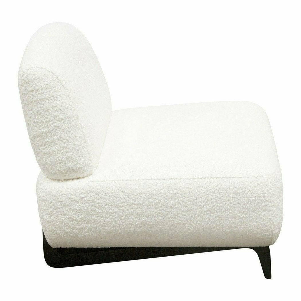 Faux White Shearling Armless Chair with Black Wood Leg Base F5437
