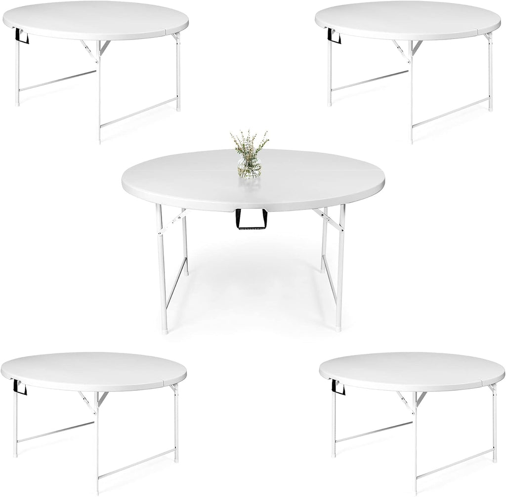 5 Pack Round Folding Table, 53” Dia Portable Card Table N116726