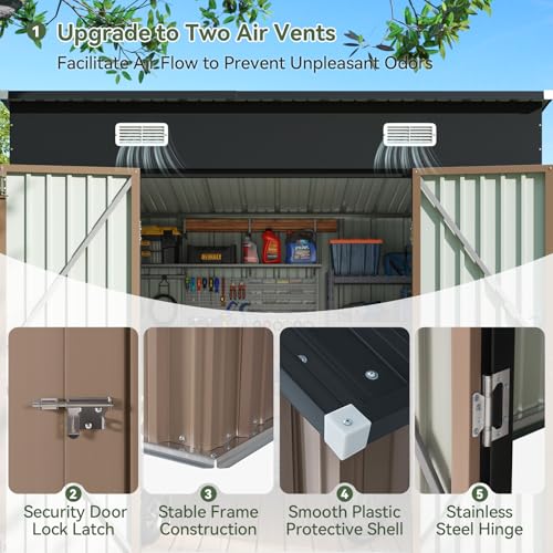 6x3.9 FT Metal Outdoor Storage Shed with Lockable Doors Z4543