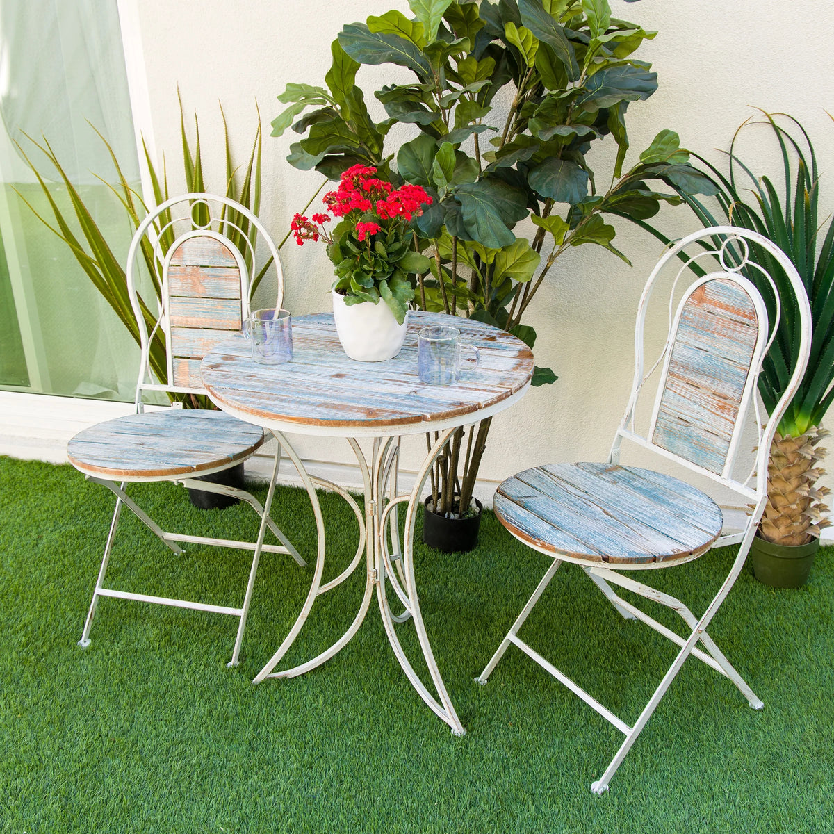 3-Piece Steel and Wood Bistro Set K47816