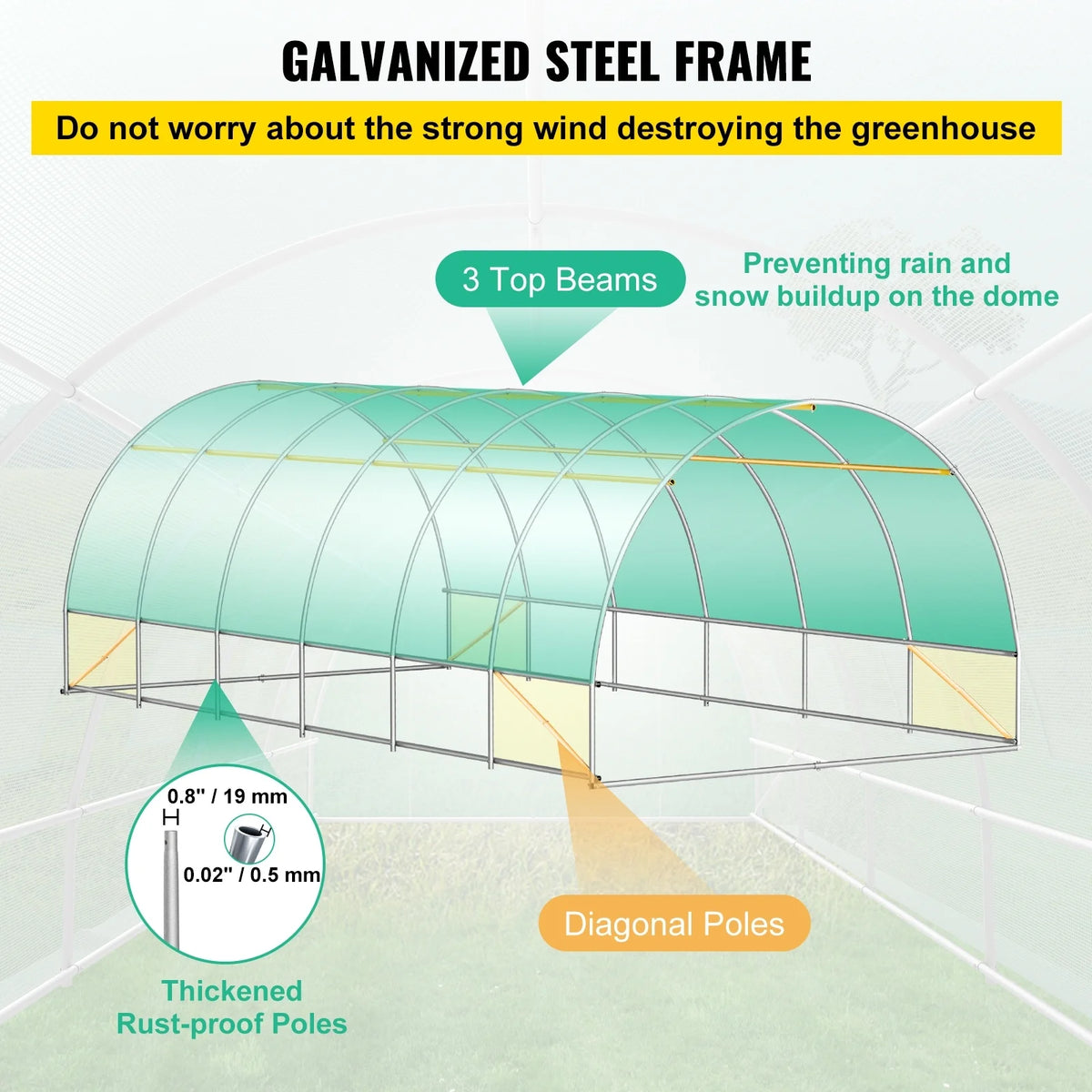 Walk-in Greenhouse Galvanized Frame N27436