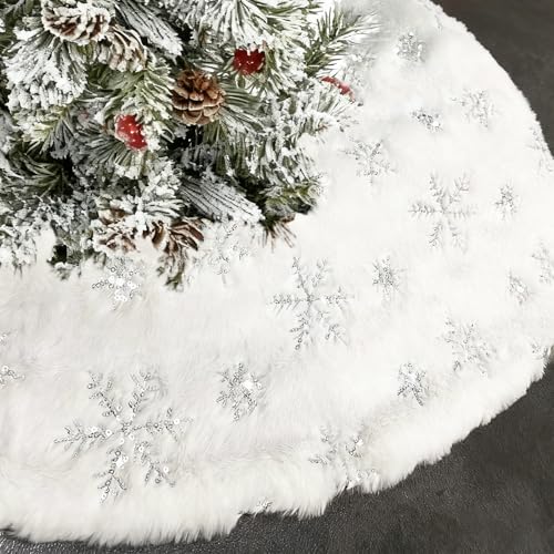 48 Inch Red Sequin Christmas Tree Skirt T834