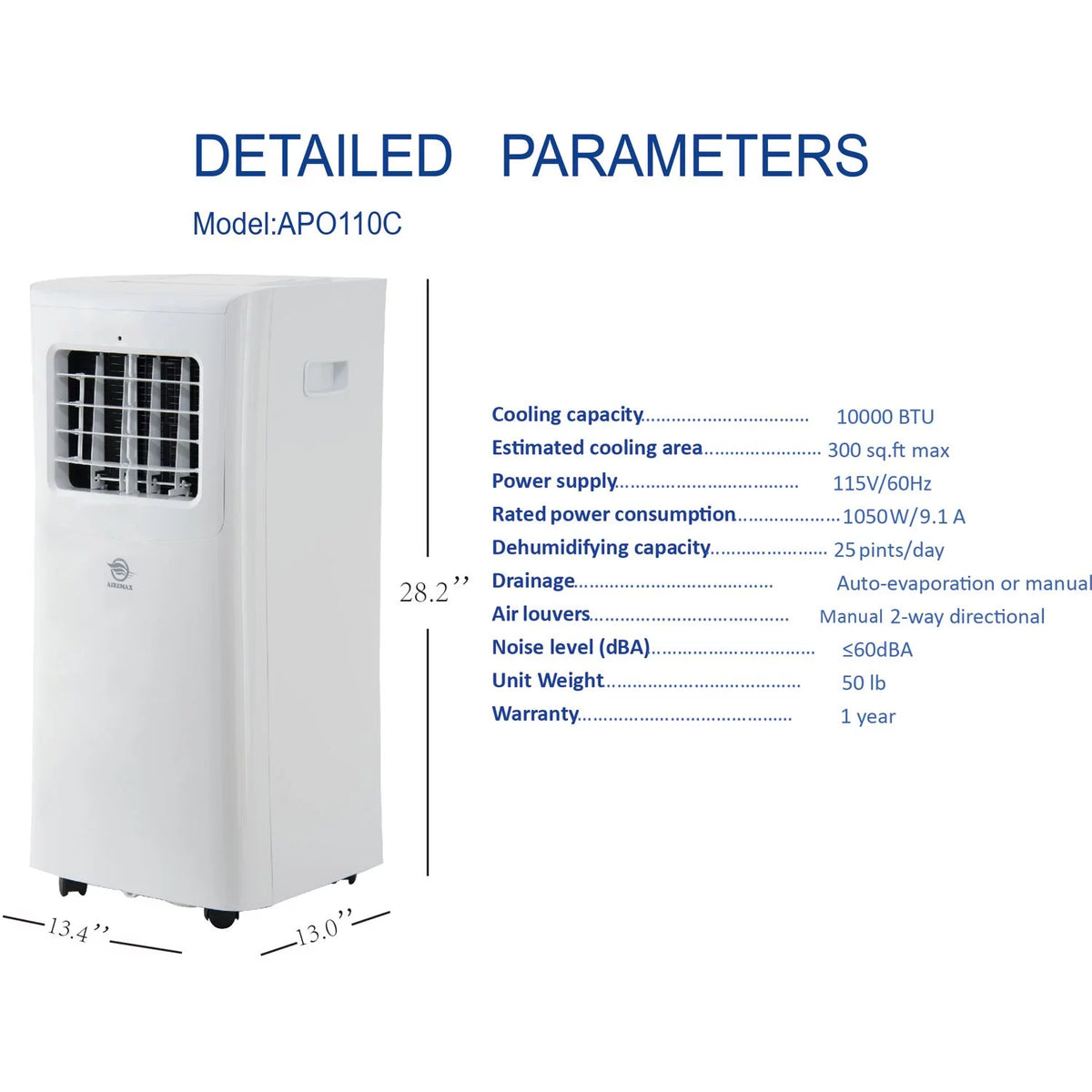 Portable Air Conditioner with Remote Control White R1403