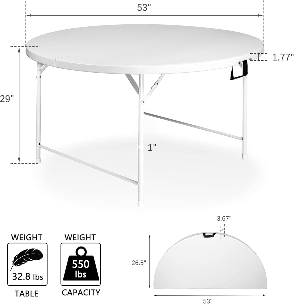 5 Pack Round Folding Table, 53” Dia Portable Card Table N116726