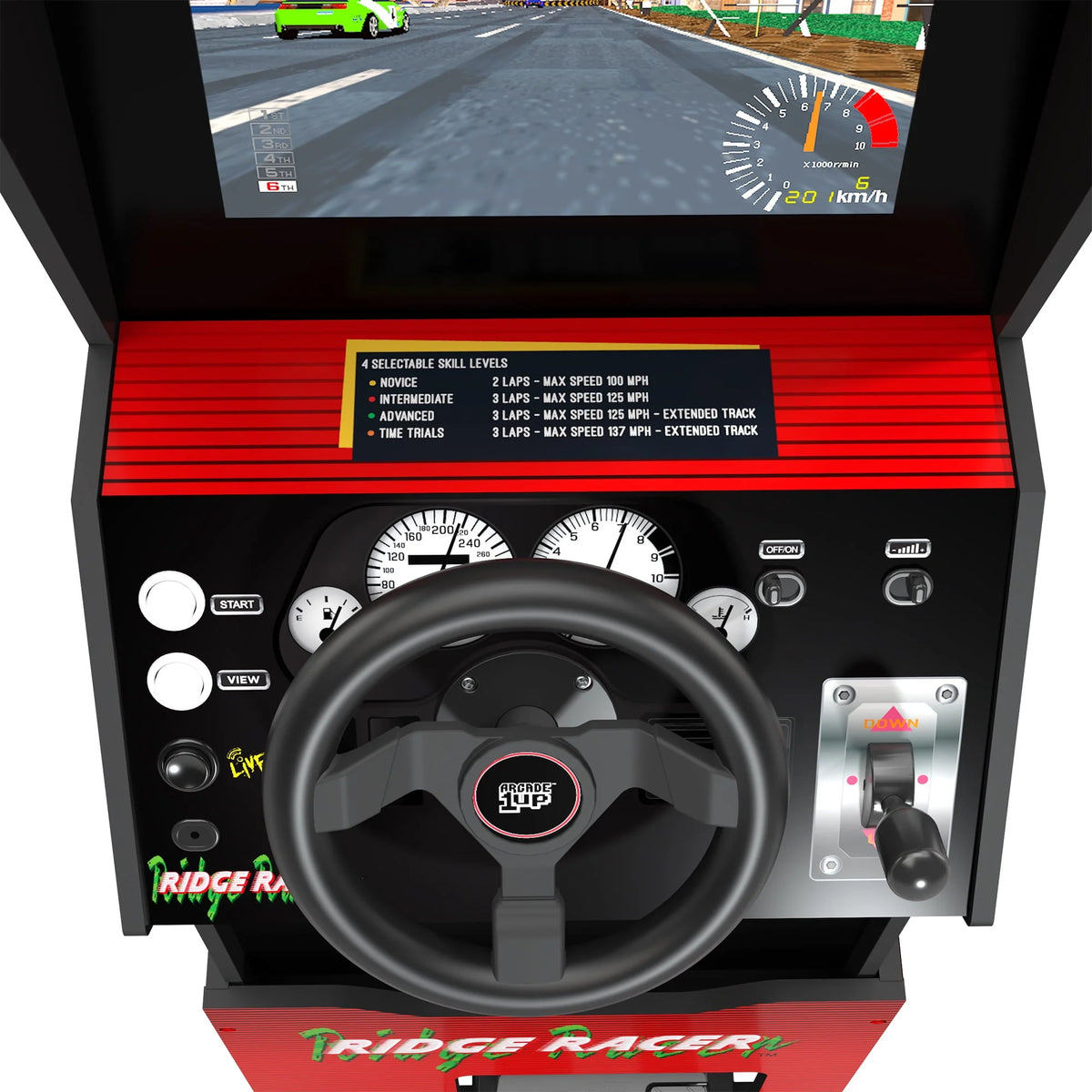 5 Games in 1 Arcade with Rumble Steering Wheel and Lit Marquee M25323