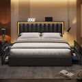 King Size Upholstered Platform Bed Frame with 4 Storage Drawers and Adjustable Headboard R321