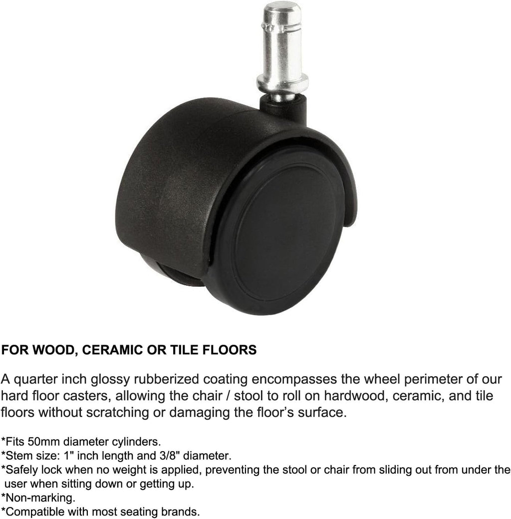 Rolling Height Adjustable Stool with Footring (Black Vinyl) T554