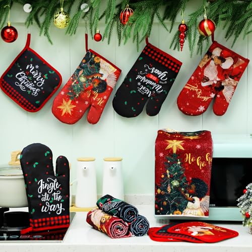 12 Pcs Christmas Kitchen Towels Pot Holders and Oven Mitts Set T11266