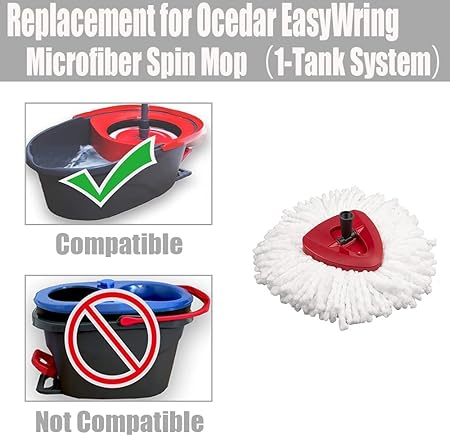 Spin Mop Head Base Handle Replacement with 2 Microfiber Refills and Triangle Mop Head Cover F285016