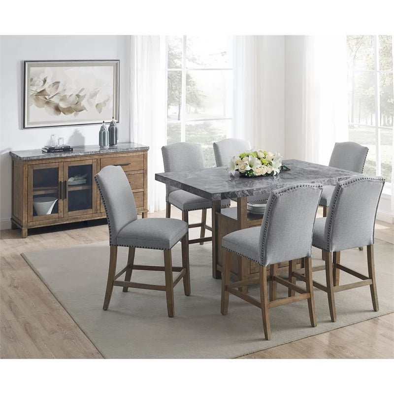 Gray Marble Counter 8-Piece Dining Set C21857
