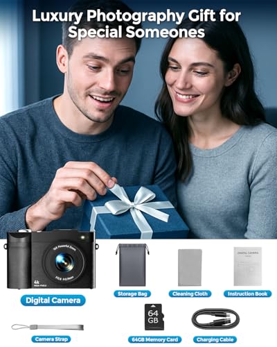 4K 48MP Compact Point and Shoot Digital Camera with 16X Digital Zoom Z703