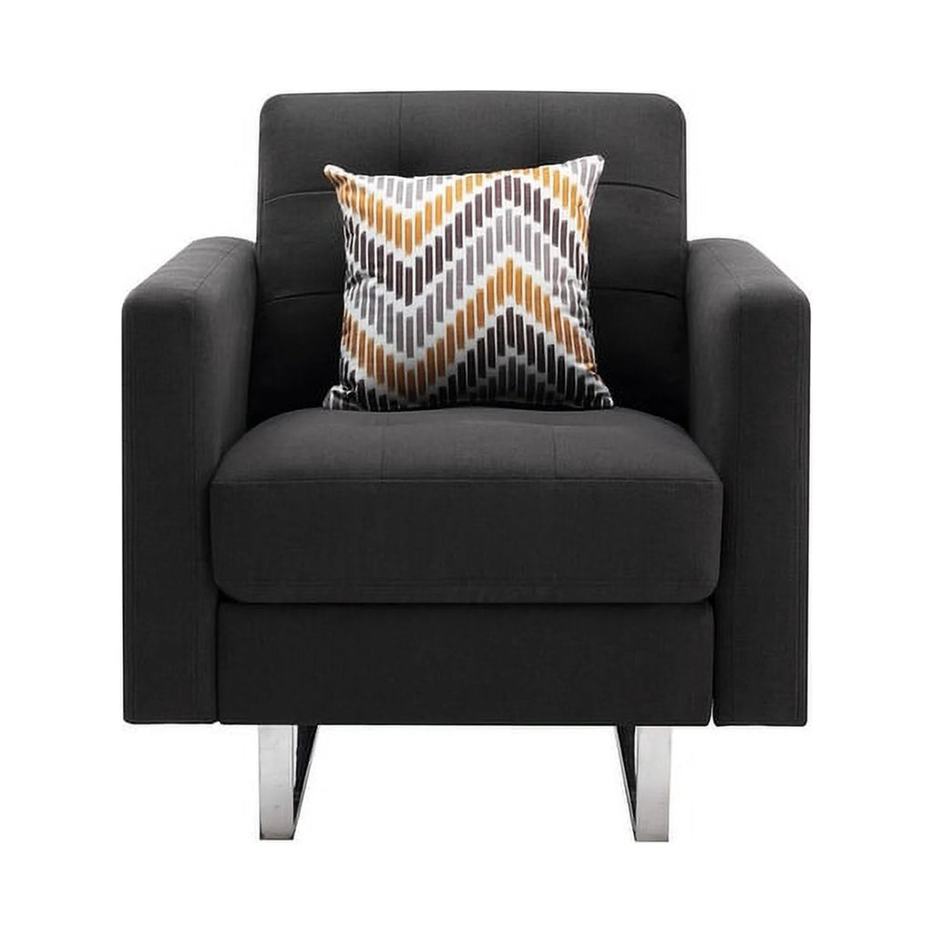 Linen Fabric Armchair with Metal Legs and Pillow A615546