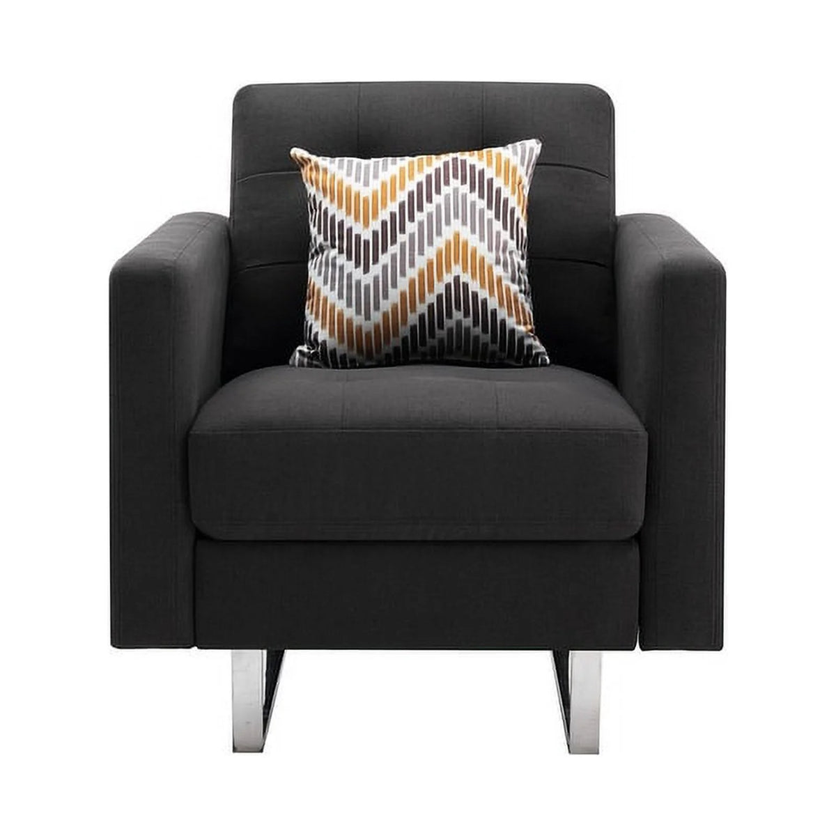 Linen Fabric Armchair with Metal Legs and Pillow A615546