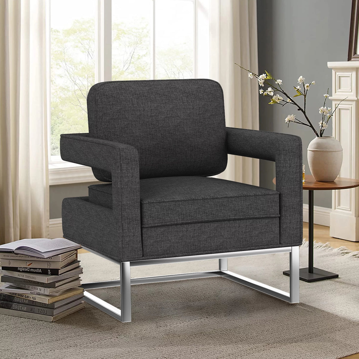 Black Upholstered Accent Chair S703256