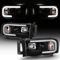 Black LED Tube Projector Headlights Pair M7150