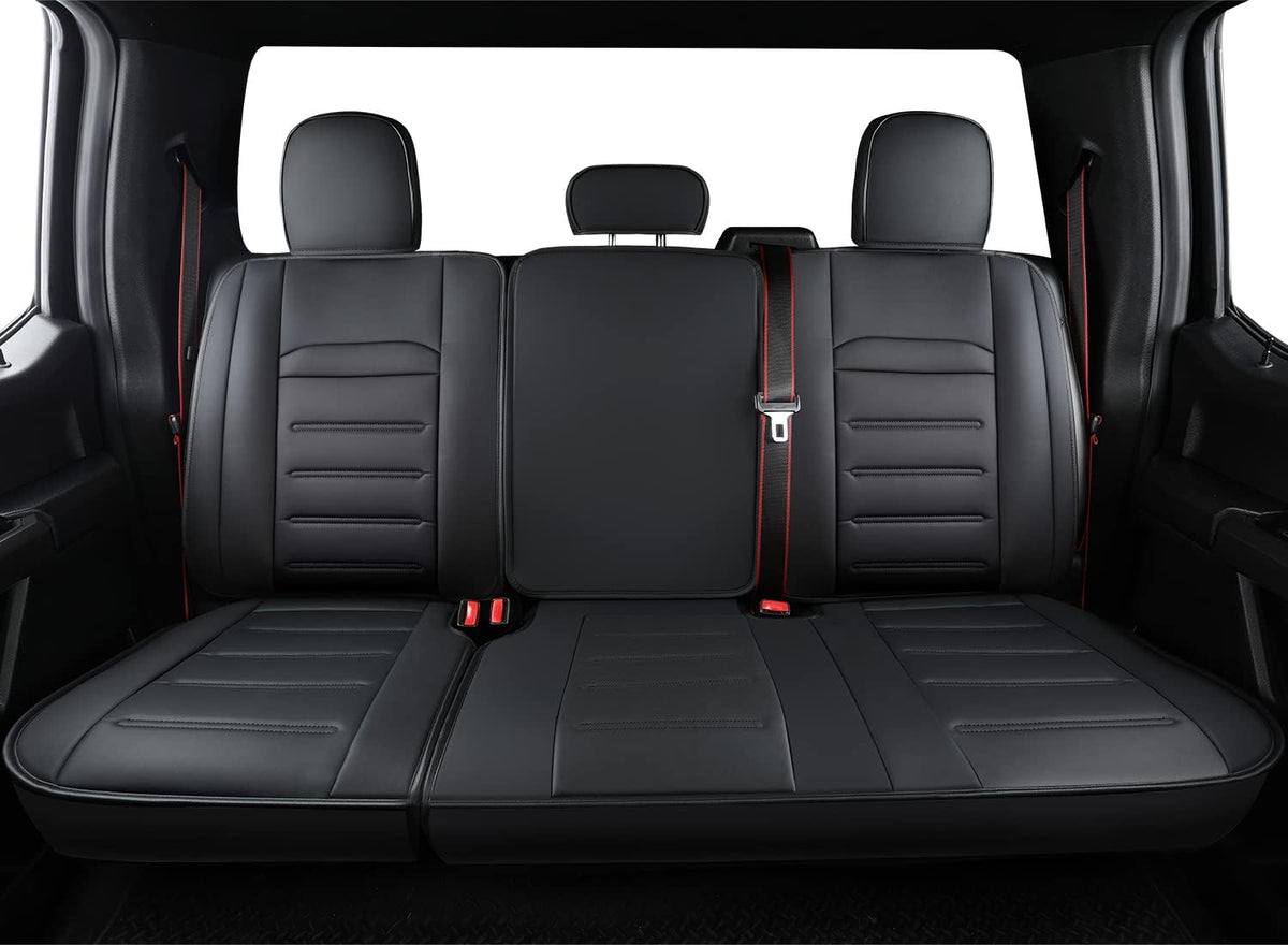 Black Faux Leather Seat Covers Full Set E4118