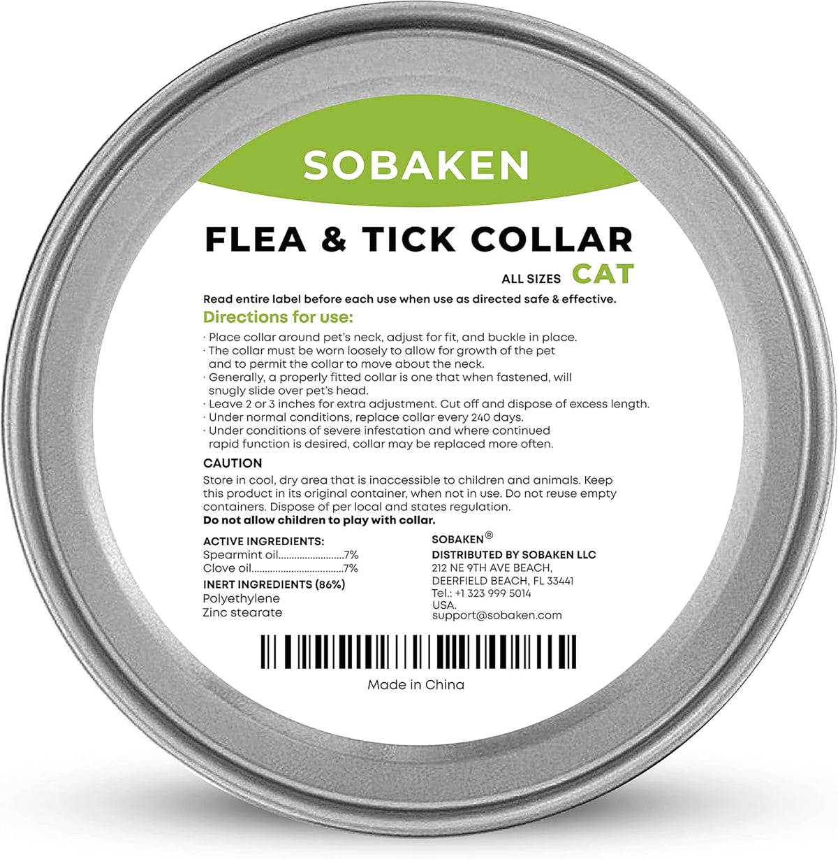 Flea and Tick Collar for Cats, 13 inch, 8 Month Protection O2453