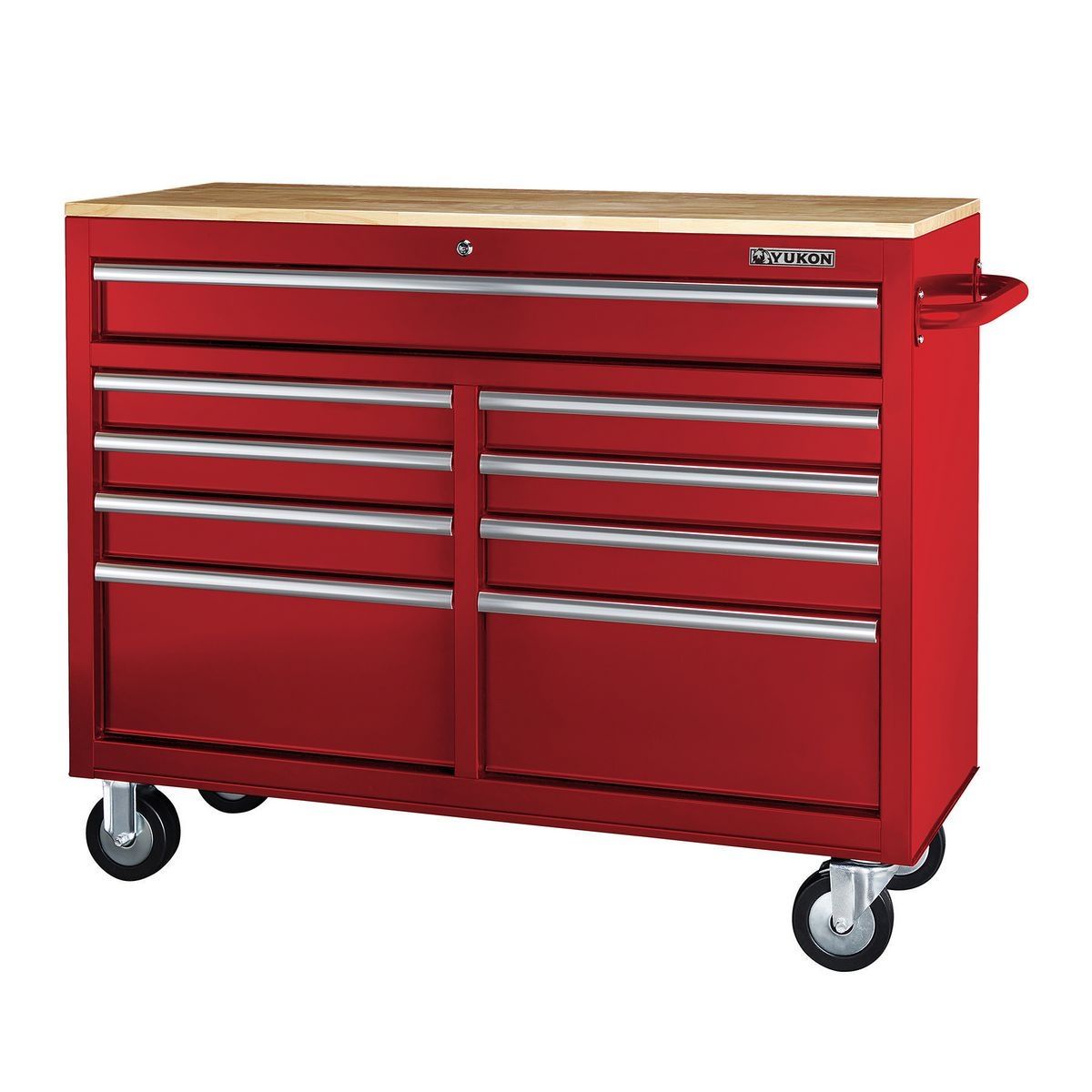 Black 9-Drawer Mobile Storage Cabinet with Solid Wood Top H675