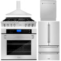 5-Piece Stainless Steel Appliance Package with Gas Rangetop, Range Hood, Refrigerator, Dishwasher and Wall Oven M475