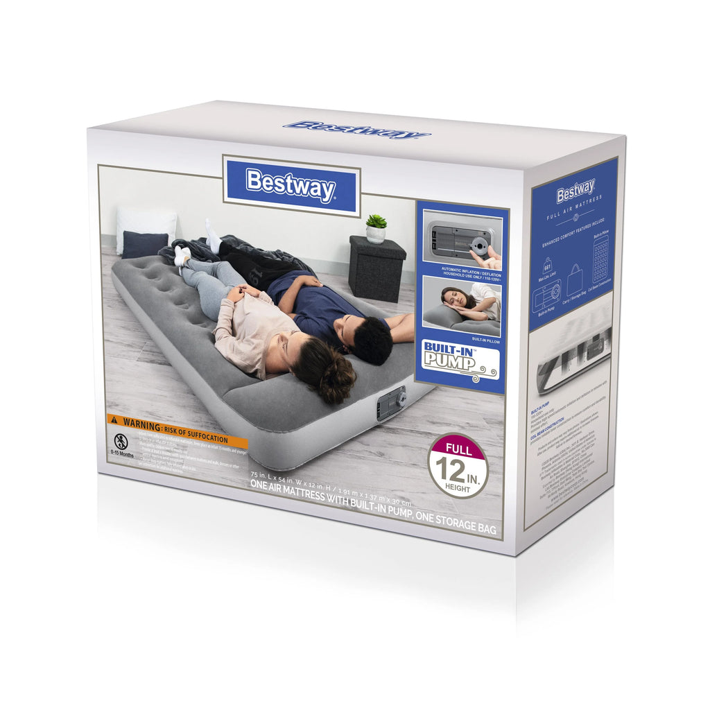 12" Gray Air Mattress with Built-in Pump G109