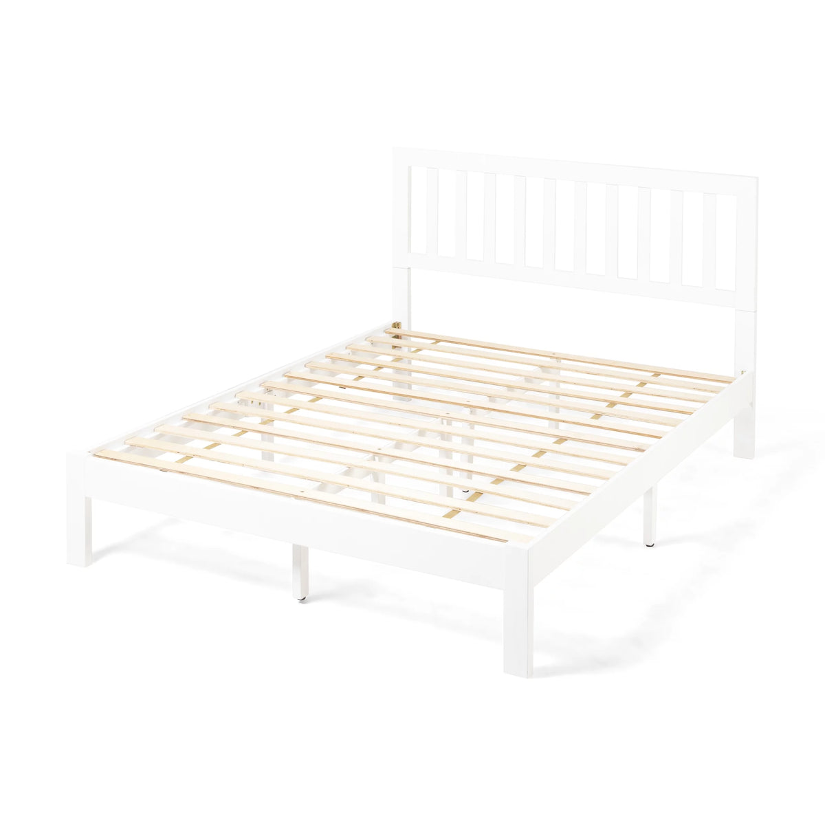 White Acacia Wood Queen Bed Platform K267