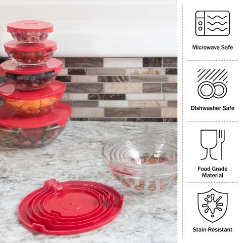 20-Piece Glass Food Storage Bowl and Lids Set E541