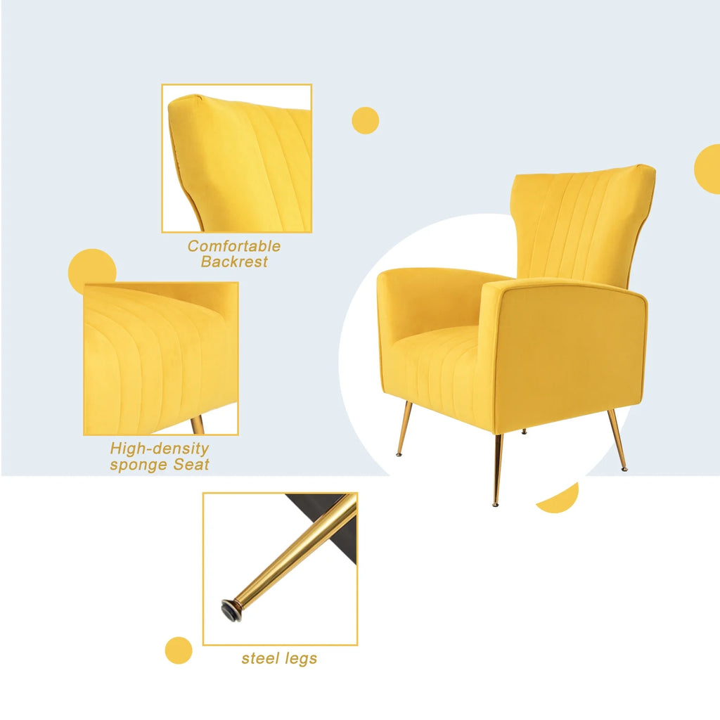Velvet Wingback Accent Chair with Gold Legs P780