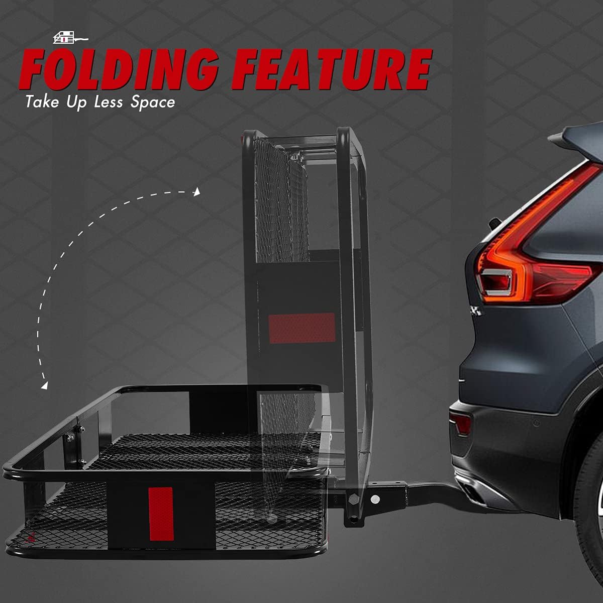 Hitch Mount Folding Cargo Carrier with Trailer Hitch Lock, Stabilizer, Net and Straps X853769