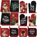 12 Pcs Christmas Kitchen Towels Pot Holders and Oven Mitts Set T11266