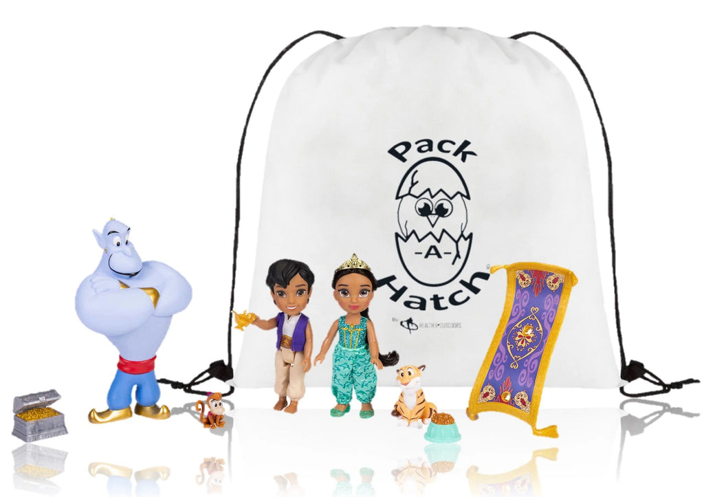 Aladdin and Princess Jasmine Doll Set with Bonus Pack-A-Hatch Bag P74548