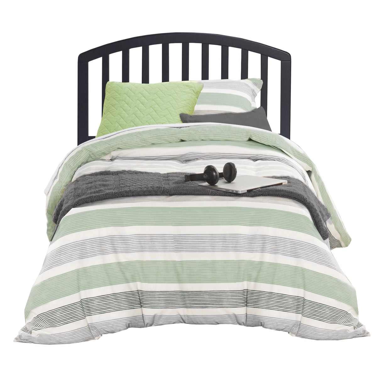 Black Wood Twin Headboard with Frame I8650