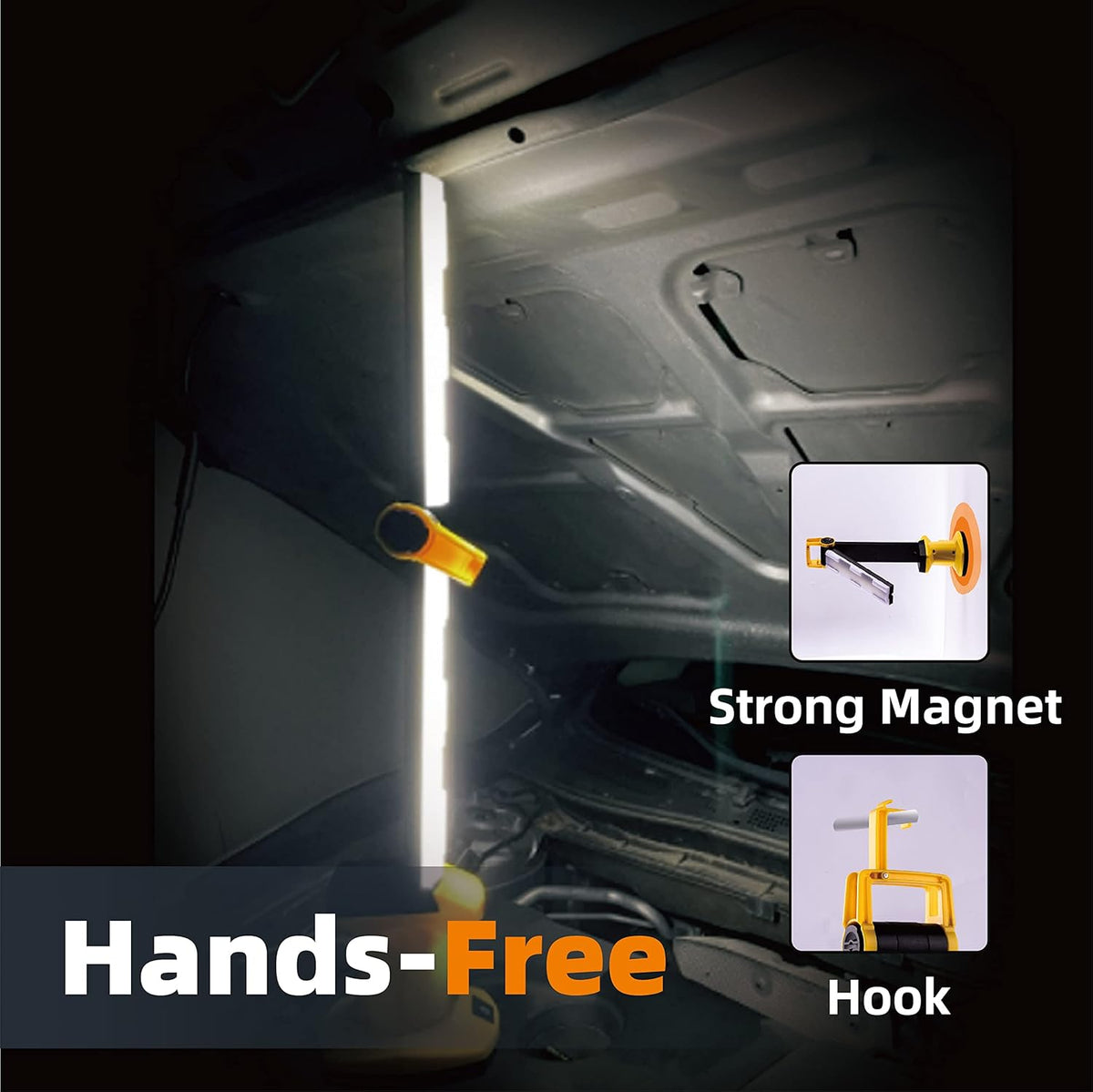 LED Rechargeable Magnetic Work Light, Foldable Cordless Underhood Flood Lighting, 2 Pack B78492