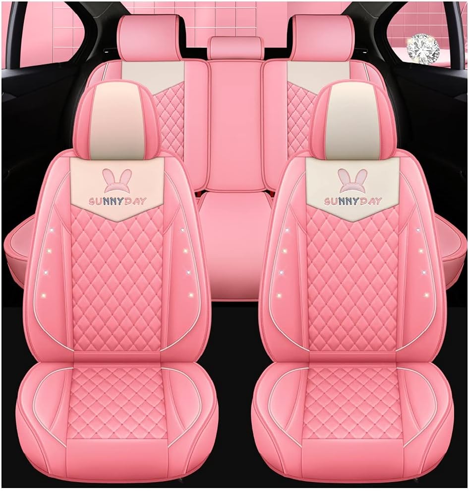 Light Green Leather Car Seat Covers 5 Seats Full Set O337