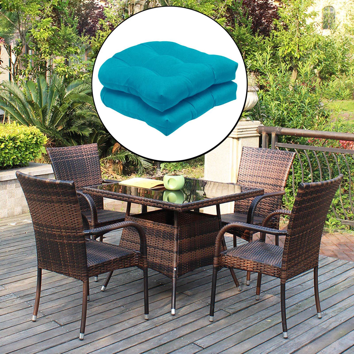 2 Pack Tufted Seat Cushion 48x48cm Blue H348113