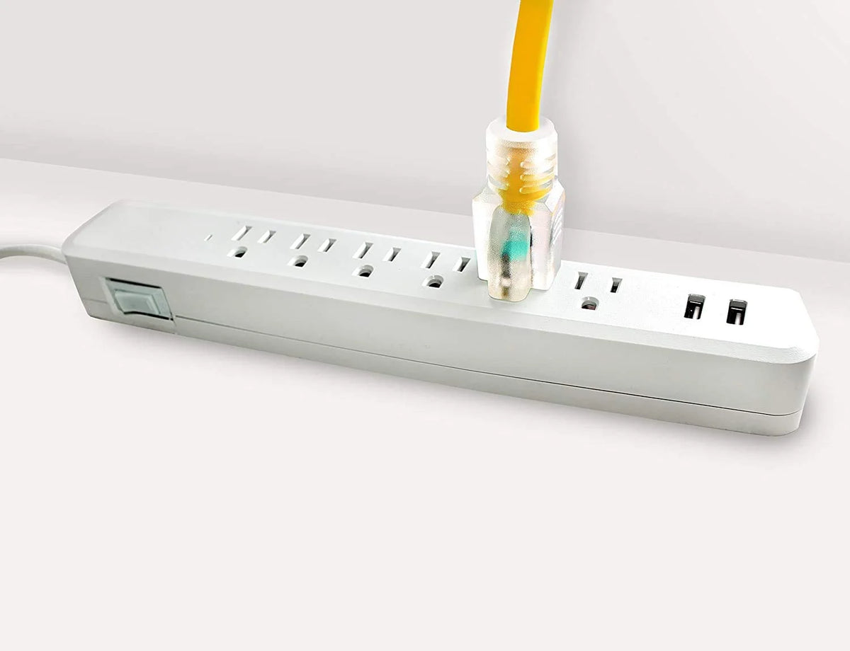 25 ft 10 gauge 3 prong SJTW Yellow Lighted End Extension Cord B541876